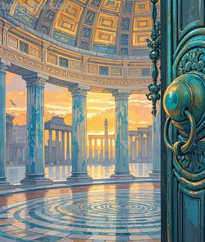 跟着插画去旅行—夕阳余晖下的罗马古城 - 图画吧TUHUABA