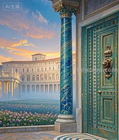 跟着插画去旅行—夕阳余晖下的罗马古城 - 图画吧TUHUABA