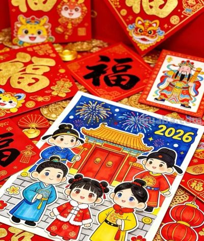 精选81张高级感元旦+新年主题范画和手抄报，值得收藏！ - 图画吧TUHUABA