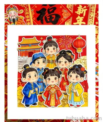 精选81张高级感元旦+新年主题范画和手抄报，值得收藏！ - 图画吧TUHUABA