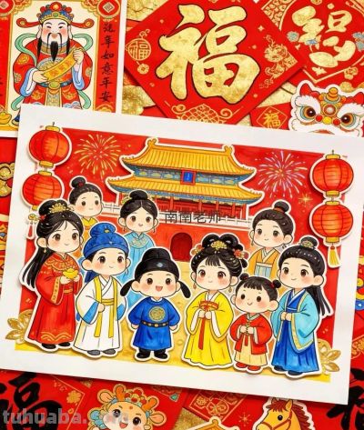 精选81张高级感元旦+新年主题范画和手抄报，值得收藏！ - 图画吧TUHUABA