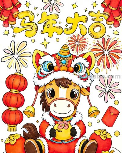 精选81张高级感元旦+新年主题范画和手抄报，值得收藏！ - 图画吧TUHUABA