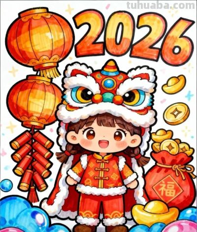 精选81张高级感元旦+新年主题范画和手抄报，值得收藏！ - 图画吧TUHUABA