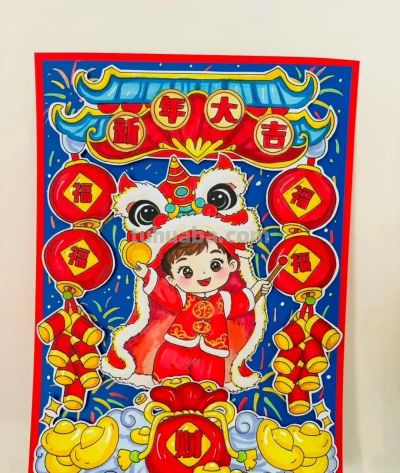 精选81张高级感元旦+新年主题范画和手抄报，值得收藏！ - 图画吧TUHUABA