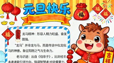 精选81张高级感元旦+新年主题范画和手抄报，值得收藏！ - 图画吧TUHUABA
