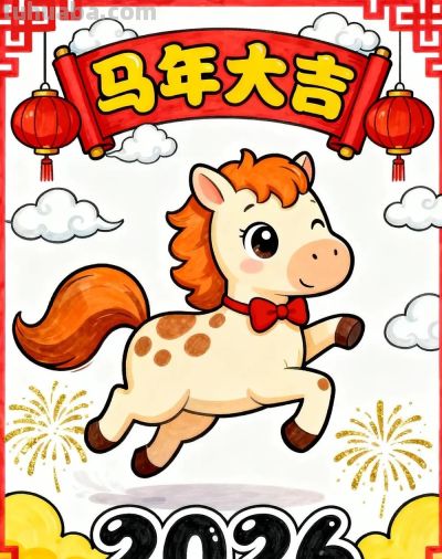 精选81张高级感元旦+新年主题范画和手抄报，值得收藏！ - 图画吧TUHUABA