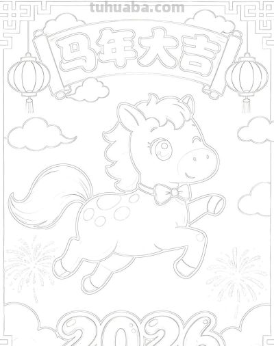 精选81张高级感元旦+新年主题范画和手抄报，值得收藏！ - 图画吧TUHUABA