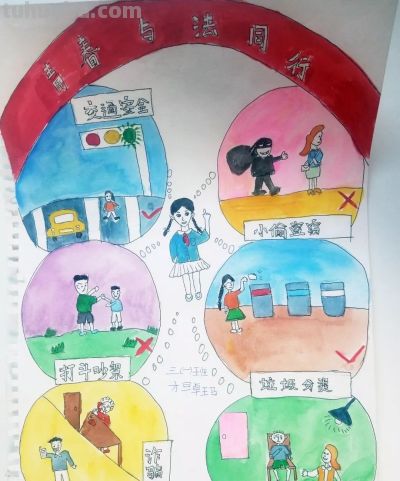 宪法宣传周｜青少年主题绘画、手抄报作品展 - 图画吧TUHUABA