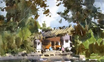 每日一画 | 水彩里的“园林呼吸感”，把江南的闲情都洇出来了 - 图画吧TUHUABA