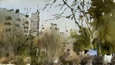 每日一画 | 水彩里的冬日街头 藏着上海的“暖调松弛感” 冬日街头 - 图画吧TUHUABA