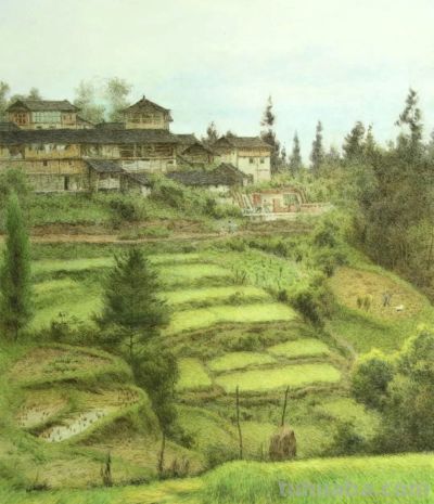 黔东南田间地头的风景，水彩画家王建彬作品赏 - 图画吧TUHUABA