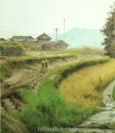 黔东南田间地头的风景，水彩画家王建彬作品赏 - 图画吧TUHUABA