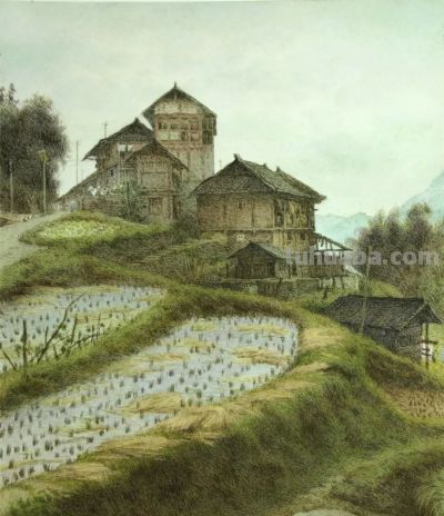 黔东南田间地头的风景，水彩画家王建彬作品赏 - 图画吧TUHUABA