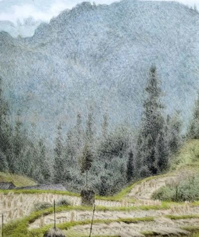 黔东南田间地头的风景，水彩画家王建彬作品赏 - 图画吧TUHUABA