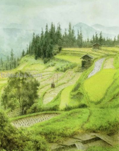 黔东南田间地头的风景，水彩画家王建彬作品赏 - 图画吧TUHUABA