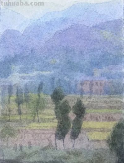 黔东南田间地头的风景，水彩画家王建彬作品赏 - 图画吧TUHUABA