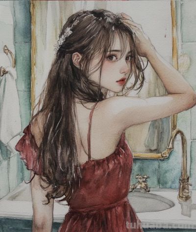水彩画风、氛围感、美女、水彩画风、氛围感 - 图画吧TUHUABA