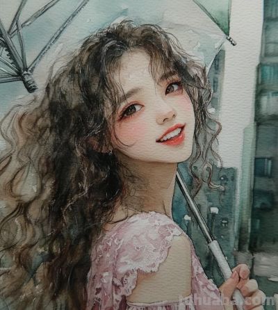 水彩画风、氛围感、美女、水彩画风、氛围感 - 图画吧TUHUABA