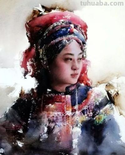 一组漂亮的水彩画，唯美民族风情！ - 图画吧TUHUABA