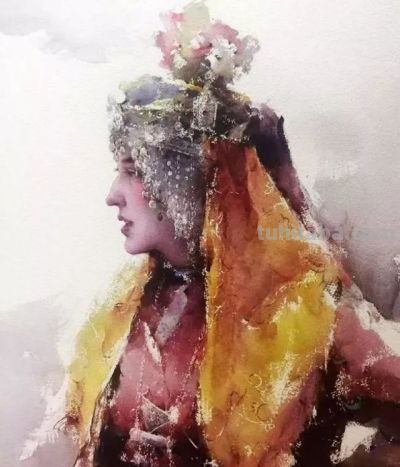 一组漂亮的水彩画，唯美民族风情！ - 图画吧TUHUABA