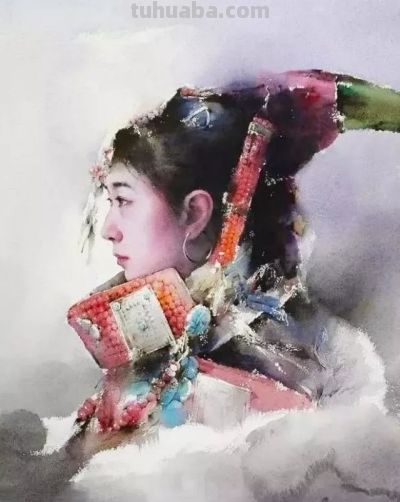 一组漂亮的水彩画，唯美民族风情！ - 图画吧TUHUABA