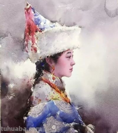 一组漂亮的水彩画，唯美民族风情！ - 图画吧TUHUABA
