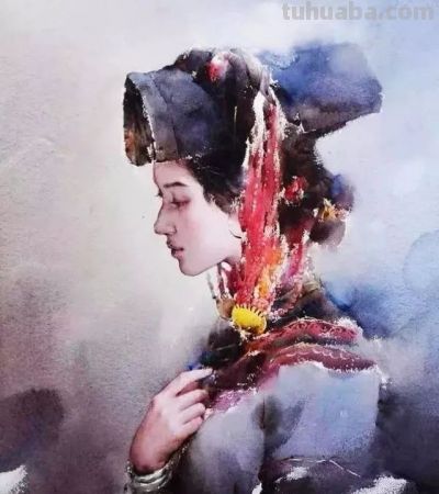 一组漂亮的水彩画，唯美民族风情！ - 图画吧TUHUABA