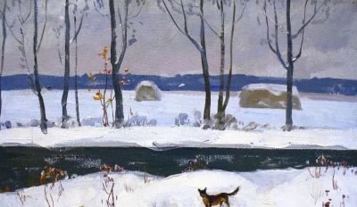 20幅 苏联画家的冬季风景油画 - 图画吧TUHUABA