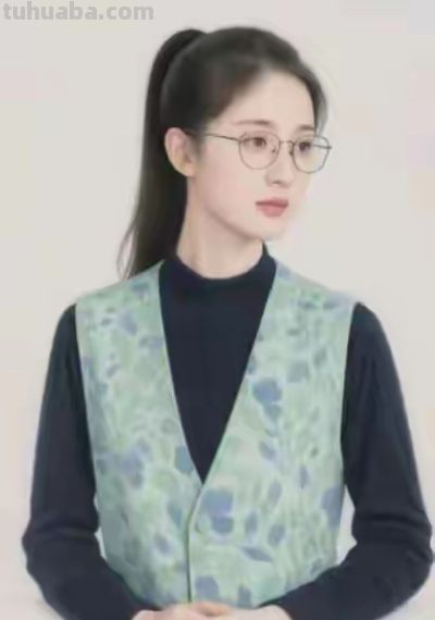 彩铅画：戴眼镜的姑娘 - 图画吧TUHUABA