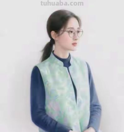 彩铅画：戴眼镜的姑娘 - 图画吧TUHUABA