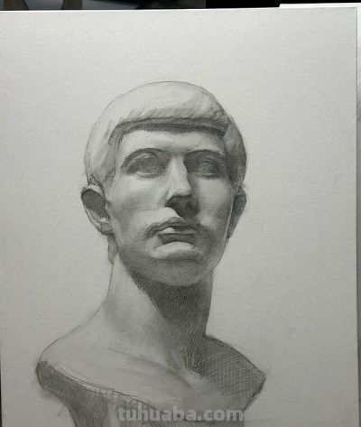放松的素描 透气生动，罗马青年 高尔基 塔头素描，清华央美的保送生 - 图画吧TUHUABA
