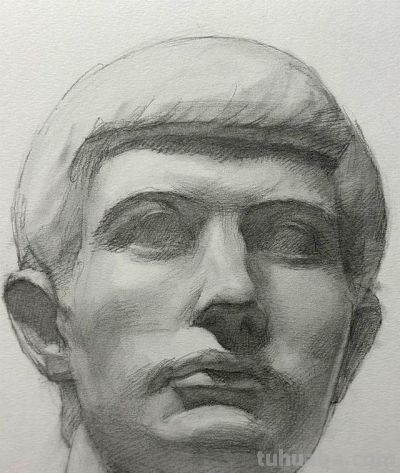 放松的素描 透气生动，罗马青年 高尔基 塔头素描，清华央美的保送生 - 图画吧TUHUABA