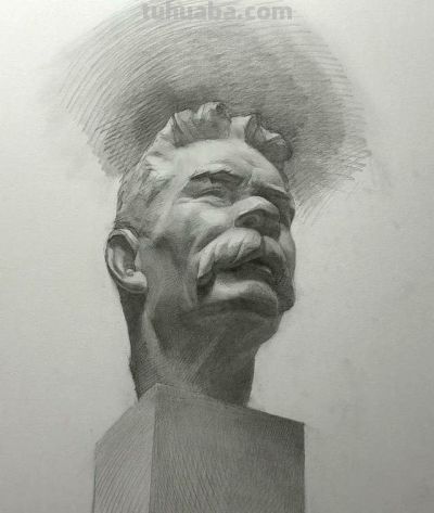 放松的素描 透气生动，罗马青年 高尔基 塔头素描，清华央美的保送生 - 图画吧TUHUABA