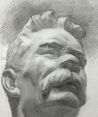 放松的素描 透气生动，罗马青年 高尔基 塔头素描，清华央美的保送生 - 图画吧TUHUABA