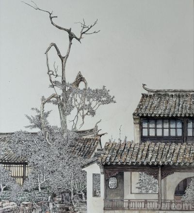 中国式的钢笔水彩风景，古镇里的细节 - 图画吧TUHUABA