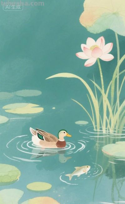 野鸭子戏水｜水彩插画 - 图画吧TUHUABA