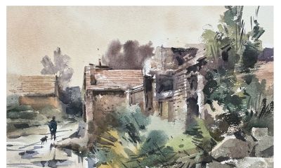 邓小山2025水彩写生新作亮相：古桥、老树、城墙里的诗意中国 - 图画吧TUHUABA