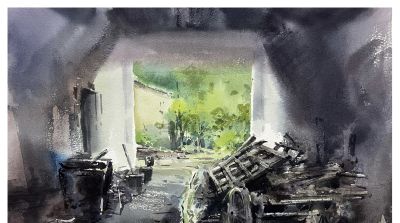 邓小山2025水彩写生新作亮相：古桥、老树、城墙里的诗意中国 - 图画吧TUHUABA