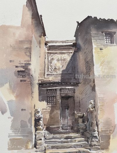 邓小山2025水彩写生新作亮相：古桥、老树、城墙里的诗意中国 - 图画吧TUHUABA