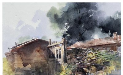 邓小山2025水彩写生新作亮相：古桥、老树、城墙里的诗意中国 - 图画吧TUHUABA