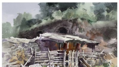 邓小山2025水彩写生新作亮相：古桥、老树、城墙里的诗意中国 - 图画吧TUHUABA