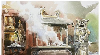 邓小山2025水彩写生新作亮相：古桥、老树、城墙里的诗意中国 - 图画吧TUHUABA