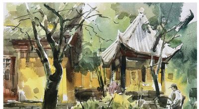 邓小山2025水彩写生新作亮相：古桥、老树、城墙里的诗意中国 - 图画吧TUHUABA