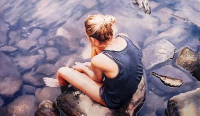 他闭门深造9年水彩，光影十足，质感一绝，水中女人美到冒泡！ - 图画吧TUHUABA