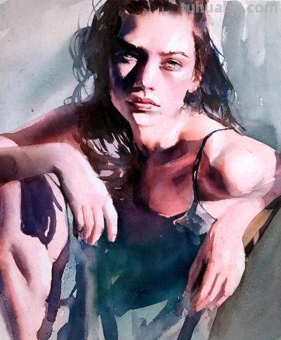 他闭门深造9年水彩，光影十足，质感一绝，水中女人美到冒泡！ - 图画吧TUHUABA