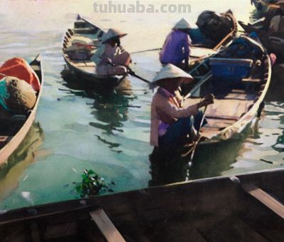 他闭门深造9年水彩，光影十足，质感一绝，水中女人美到冒泡！ - 图画吧TUHUABA