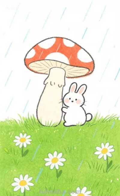 草地上的小动物｜水彩卡通简笔画 - 图画吧TUHUABA