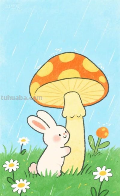 草地上的小动物｜水彩卡通简笔画 - 图画吧TUHUABA