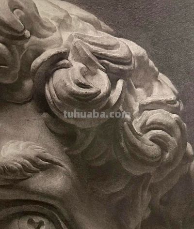 鲁迅美院学生75小时长期素描作业，全开纸大卫石膏像素描作品 优秀 - 图画吧TUHUABA