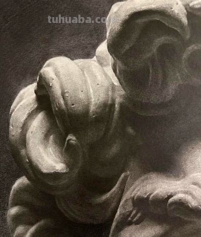 鲁迅美院学生75小时长期素描作业，全开纸大卫石膏像素描作品 优秀 - 图画吧TUHUABA